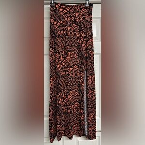 Living Doll Black and Coral Patterned Maxi Skirt